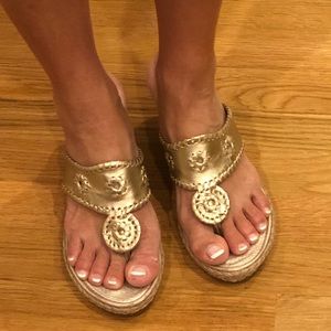 Jack Rogers Gold Shelby Wedges